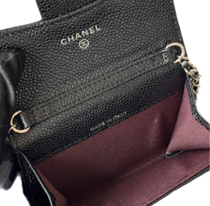 Chanel Black Caviar Quilted Wallet on Chain
