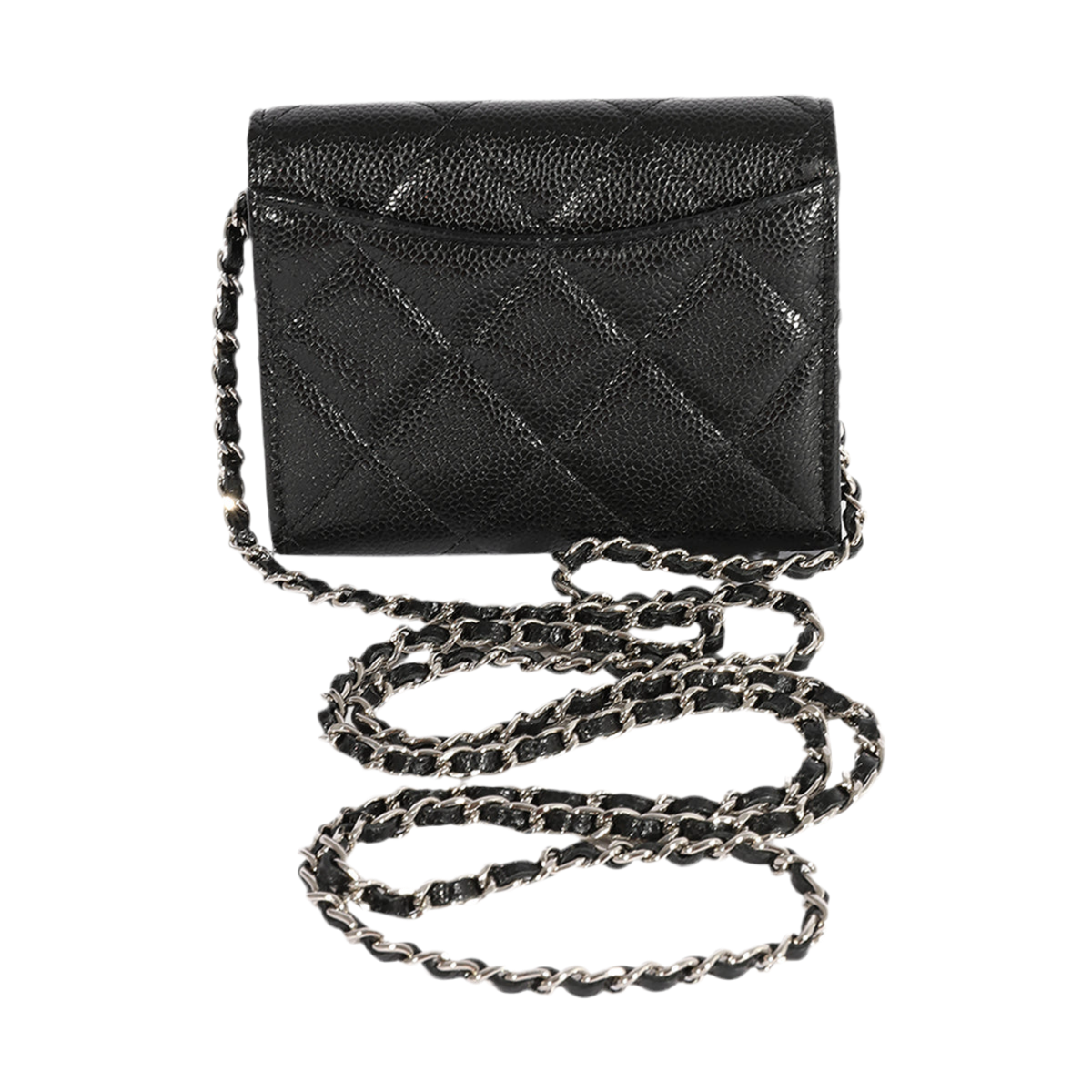 Chanel Black Caviar Quilted Wallet on Chain
