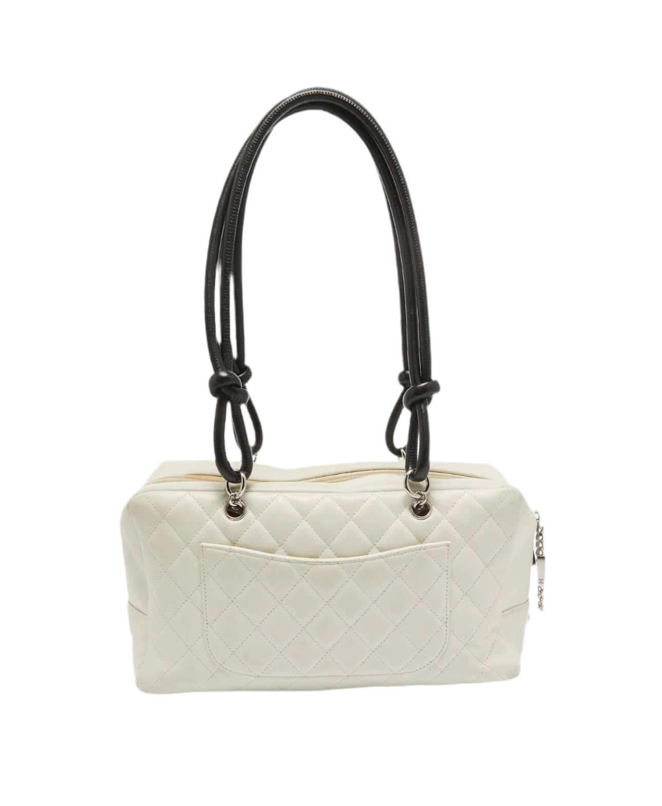 Chanel White/Black Quilted Leather Cambon Ligne Bowler Bag