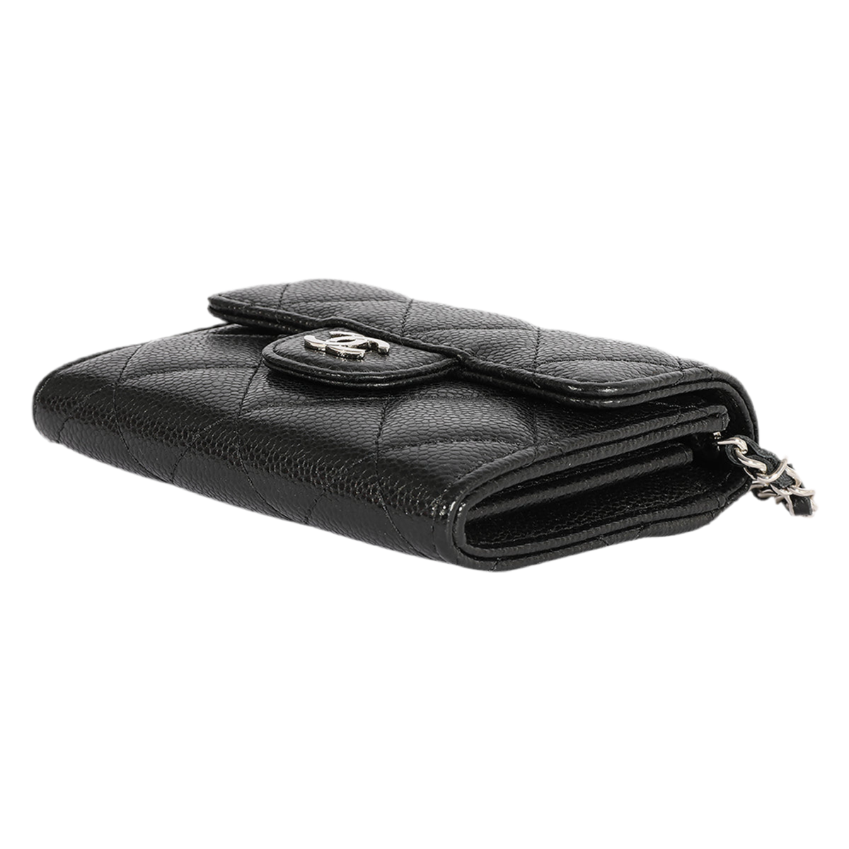 Chanel Black Caviar Quilted Wallet on Chain