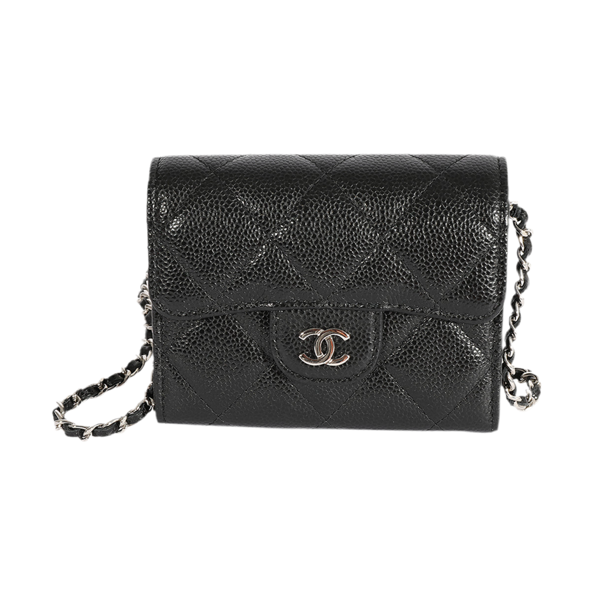Chanel Black Caviar Quilted Wallet on Chain