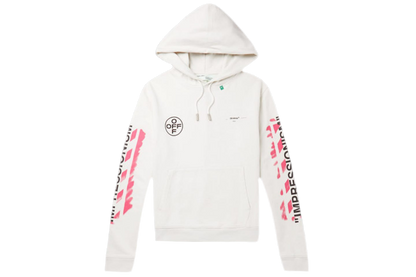 Off-White Diagonal stencil hoodie white pink