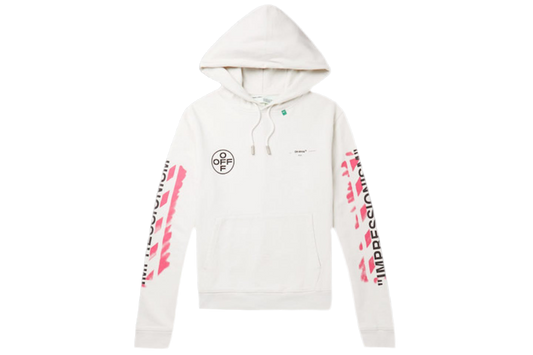 Off-White Diagonal stencil hoodie white pink