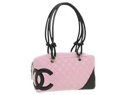 CHANEL Cambon Ligne Shoulder Bag in Pink and Black