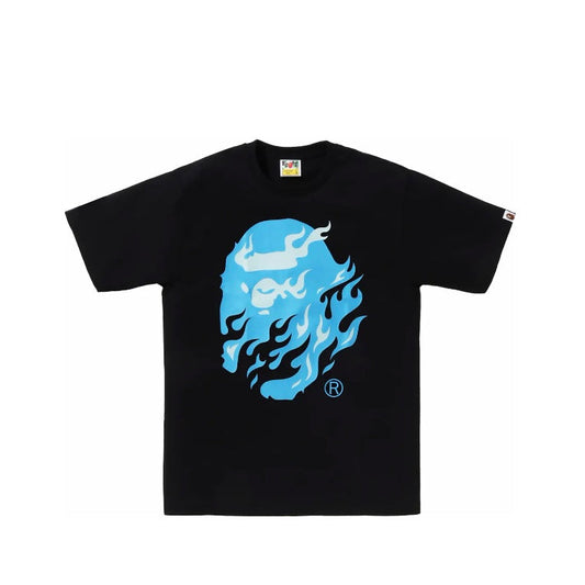 BAPE Flame Ape Head Tee 'Black/Blue'