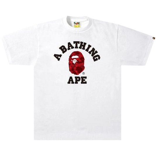 BAPE Color Camo College Tee in White/Red