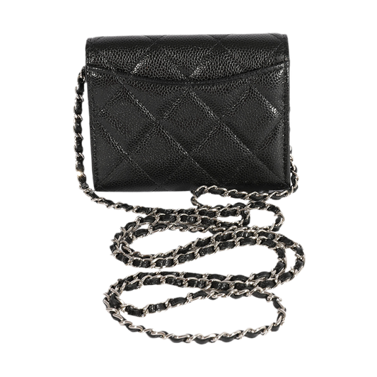 Chanel Black Caviar Quilted Wallet on Chain