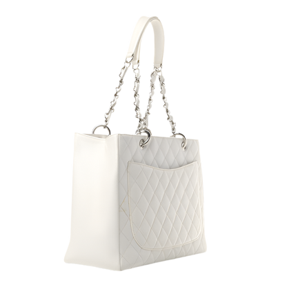 CHANEL Caviar Quilted Grand Shopping Tote (GST) - Pristine White