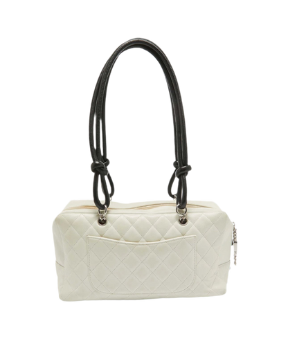 Chanel White/Black Quilted Leather Cambon Ligne Bowler Bag