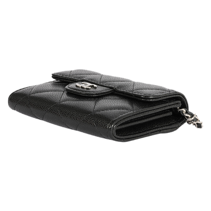 Chanel Black Caviar Quilted Wallet on Chain