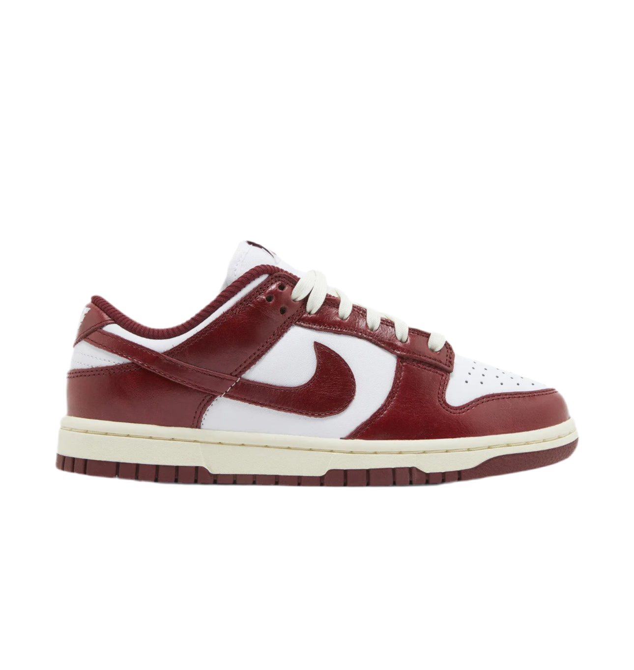 Women’s Nike Dunk Low Premium "Vintage Red" sneakers.
